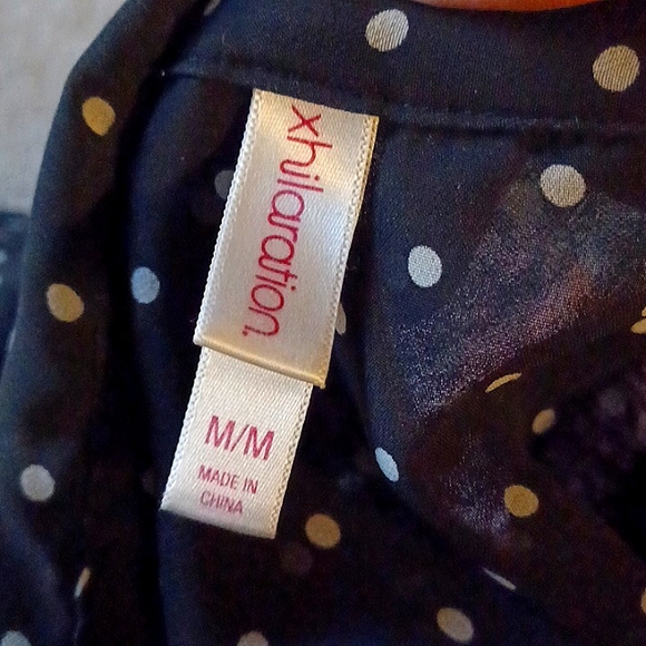 Black and White Polka Dot Sheer Chiffon Lace Back Button Down - Picture 6 of 6